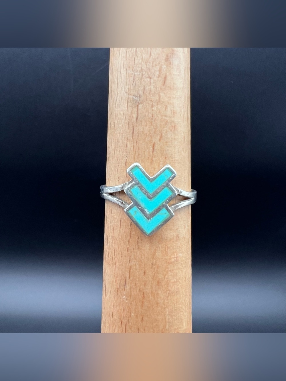 Sterling Silver Turquoise Inlay Chevron Ring